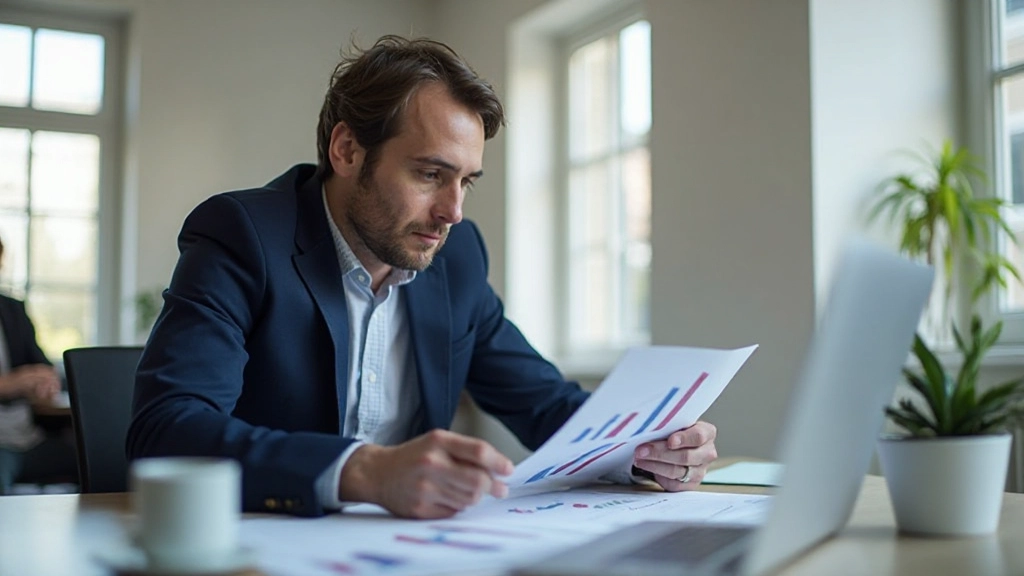 Profesionálny finančný poradca pracujúci s grafmi a tabuľkami na stole