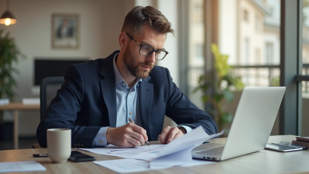 Profesionálny finančný poradca pracujúci s dlhovými výkazmi a finančným plánom