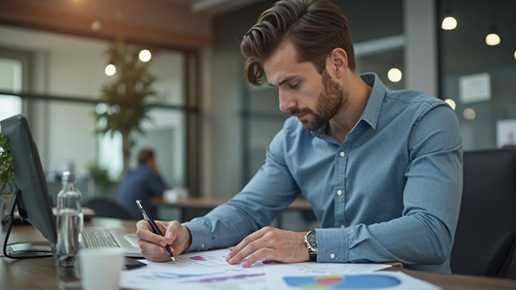 Osoba analyzujúca finančné grafy a výkazy